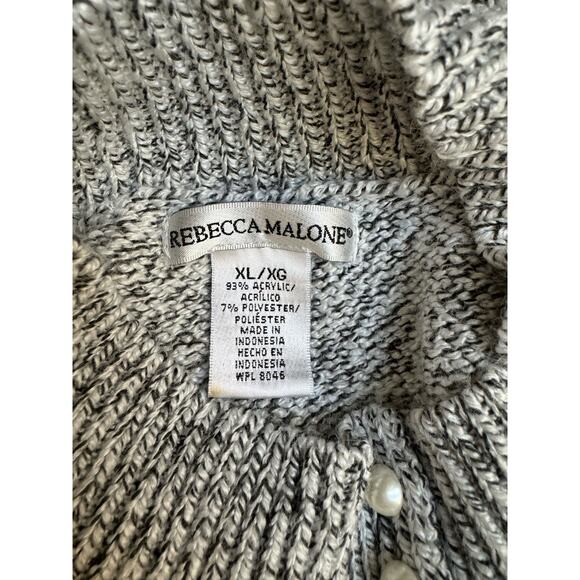 Rebecca Malone Turtle Neck Knitted Sweater Gray White Blend Acrylic Women's XL - Picture 9 of 9